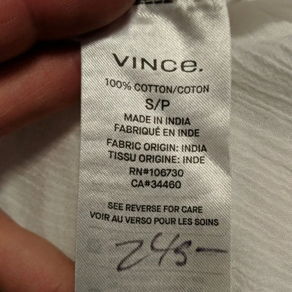 VINCE white loose fit boho top size Small - Picture 4 of 5